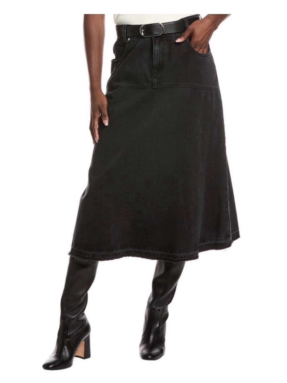 ba&sh A-Line Midi Grey denim Skirt - Women- M